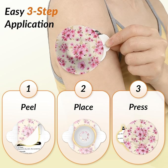 Libre 3 & Plus Sensor Covers Waterproof, Amolyfe 10 Pack Freestyle Libre 3 Sensor Covers, Bump-Proof with Hard Cap for Free Style Glucose Sensor, Easy-Peel Tab 14-Day Protection (Daisy)