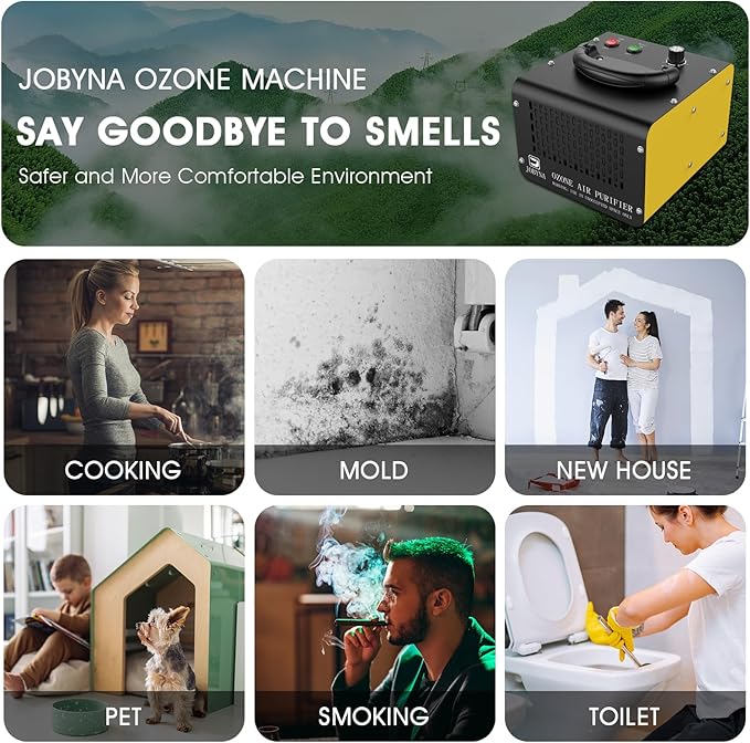 JOBYNA Ozone Generator Water Air, 28,000mg/h Air Mode & 500mg/h Water Mode Ozone Air purifier, High Capacity Home & Industrial & Commercial Ozone Machine for Car, House, Room, Smoke, and Pets