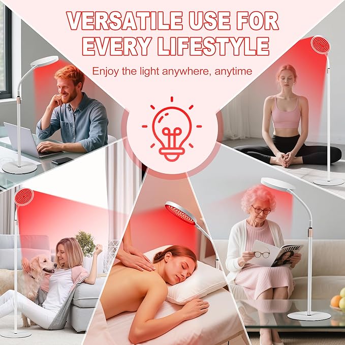 LanSuper Red Light Therapy for Body, Red Infrared Light Therapy Lamp with Stand, 660nm and 850nm Near Infrared Redlight Therapy, LED Red Light Therapy Device for Face and Full Body at Home(140 Beads)