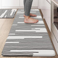 KIMODE Kitchen Mats Cushioned Anti Fatigue, Black Line Geometric Kitchen Rugs Sets of 2, Padded Kitchen Floor Mats Non Slip, Standing Desk Mats for Laundry Office Sink 20"x47"+20"x32"