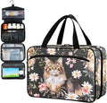 Fustylead Cute Maine Coon Cat and Beautiful Daisy Flower Pill Organizer Bag Large Medicine Travel Carrying Case with Zipper for Vitamin Supplements Fish Oil, Empty First Aid Kit for Hiking Camping
