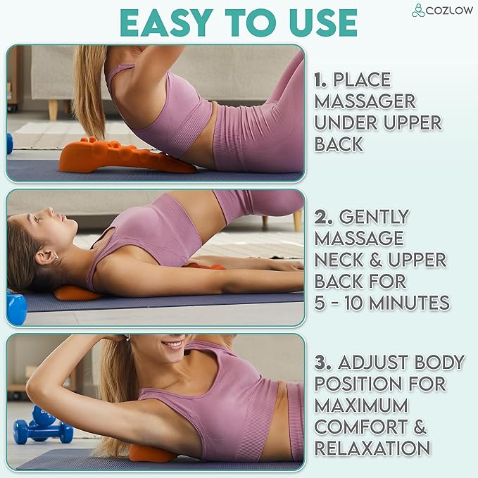 COZLOW Trapezius Trigger Point Massager, Occipital Release Tool w/ 14 Massage Nubs, Muscle Knot Remover for Neck & Upper Back Pain Relief, Myofascial Release for Tension & Tight Knots in Spine