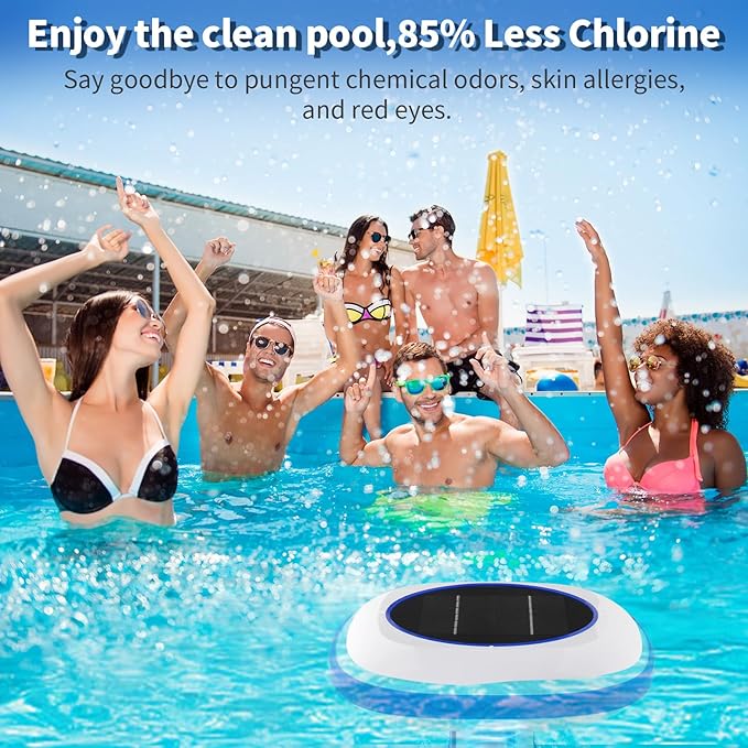 VINGLI Solar Pool Ionizer, Anode Copper-Based Water Care System,85% Less Chlorine Usage, Pool Cleaner Suitable for Pools up to 35,000 Gallons,1-Year Warranty