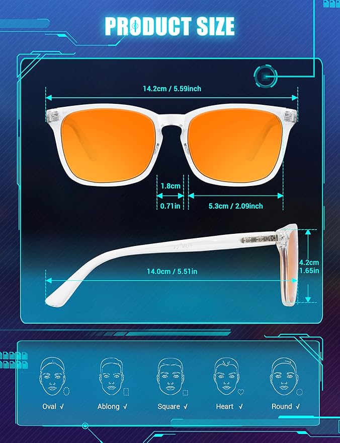 TIJN Blue Light Blocking Glasses for Women Men Clear Frame Square Nerd Eyeglasses Anti Blue Ray Computer Screen Glasses