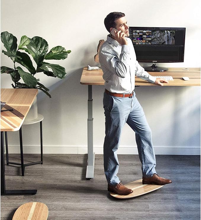 ALLEYOOP WOOD ROCKER BOARD • Unique 360° Omni-directional Rocking Movement • Ergonomically Engineered For Stability At Your Standing Desk, Large, Bamboo