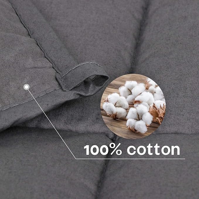 Nova Microdermabrasion Weighted Blanket (15 lbs, 48”x72” Grey) Cooling Breathable Heavy Blanket for Adults All Season Microfiber Material with Glass Beads Soft Thick Comfort Blanket