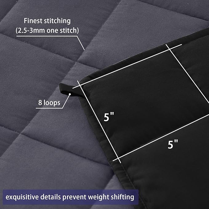 yescool Weighted Blanket for Adults (25 lbs, 88” x 104”, Grey& Black) Cooling Heavy Blanket for Sleeping Perfect for 240-260 lbs, King Size Breathable Blanket with Premium Glass Bead
