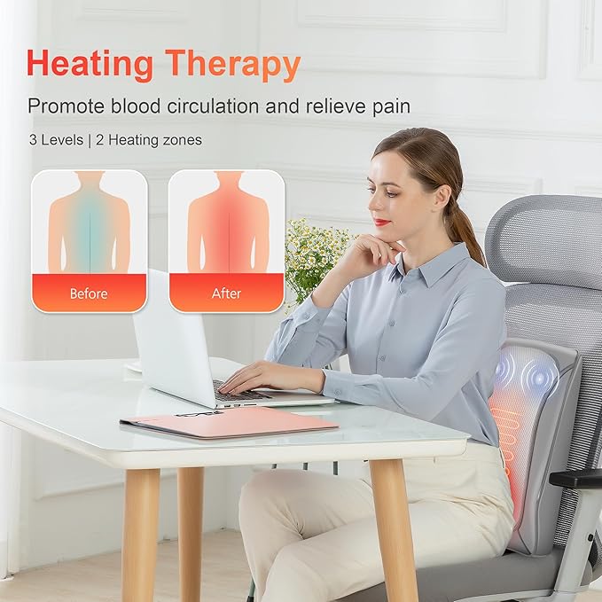 COMFIER Shiatsu Neck and Back Massager with Heat & Vibration, 3D Deep Kneading Back Massage for Pain Relief, Home Office Use,Gift for Her/Him,Gray