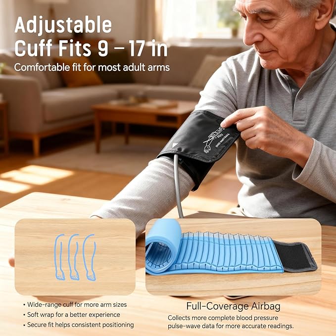 Blood Pressure Monitor for Home Use,Upper Arm Blood Pressure Cuff 9-17'' Large Cuff,Automatic Blood Pressure Machine with 2×199 Sets & 6'' LED Backlit Screen,Talking Home Blood Pressure Cuff Arm