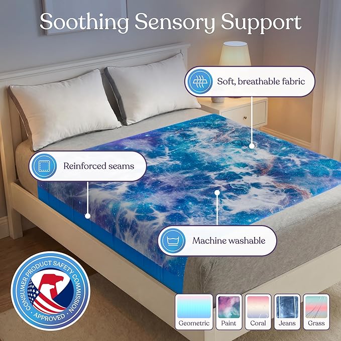 Deep Pressure Sensory Bed Sheet – Twin Sensory Compression Sheet Breathable Sleep Pod Blanket for Better Sleep Support – Calming Compression Blankets for Kids and Adults Starlight Sky