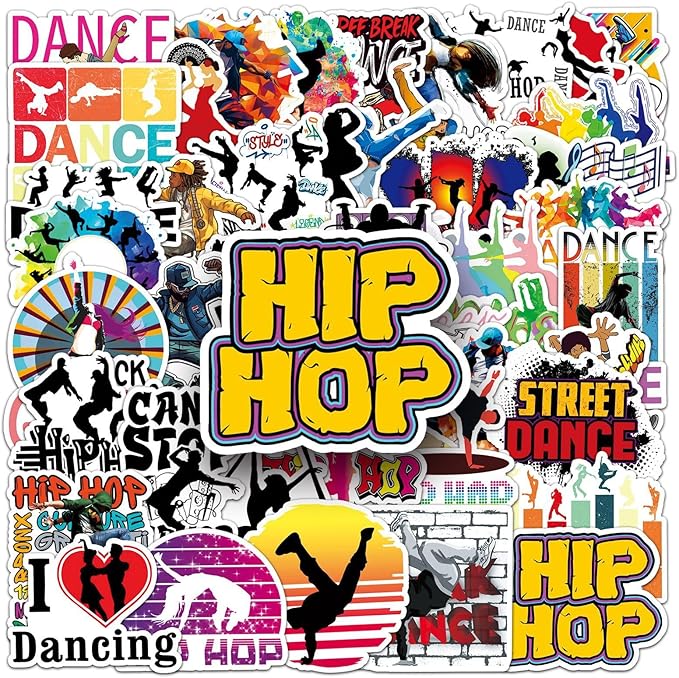 50pcs Dancing Stickers,Waterproof Vinyl Stickers with Breakdance, Street Dance & Ballet Elements, Suitable for Kids & Adults, Decor for Laptop, Phone