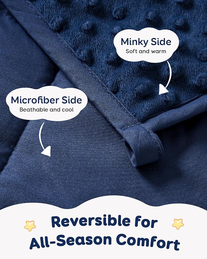 Kivik 5lb Weighted Blanket, Washable Heavy Throw Blankets, 5 Pounds Weight Small Comforter for 5 6 7 8 9 Year Old, Soft Cooling Minky Material, Gifts for Better Sleep & Calm, 36 x 48 inches, Navy Blue