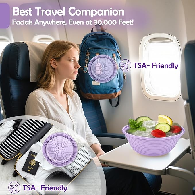 XANGNIER Face Bowl for Ice – Collapsible Silicone Facial Ice Bath Bowl for Cold Plunge Therapy, Skin Tightening & Acne Relief – Portable Spa Tool for Home & Travel, Purple