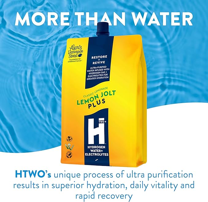 HTWO Plus Molecular Hydrogen Water with Electrolytes, Lemonade Flavor, Sugar Free Hydration Packets, 16.9oz 6 Pack, Energy Sports Drink, Performance & Recovery Support, Alternative to Hydrogenated Tablet - no Prep/Mess, 15 ppm