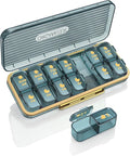 Am Pm Pill Organizer, Weekly Pill Box 2 Times A Day - Acedada 7 Day Pill Organizer with 7 Separate Containers, Portable Daily Medicine Dispenser Case for Vitamin, Fish Oils, Supplements, Stylish Blue