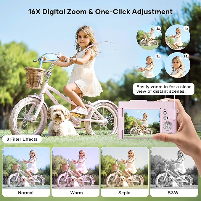 4K Digital Camera for Photography Auto-Focus, Compact 50MP Camera with 180° Flip Screen, 16X Digital Zoom, Camara Fotografica with 32GB Card – Great for Vlogging and Learning Photography