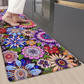Likiyol Boho Kitchen Rugs Boho Floral Anti Fatigue Kitchen Mat for Floor Bohemian Flowers Non Slip Washable Kitchen Floor Mats, Comfort Standing Mat for Sink, Laundry, 18''x60'', 0.47" Th, Purple