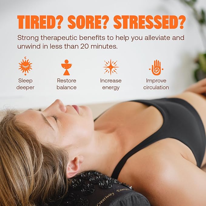 ShaktiMat Classic Acupressure Pillow for Relaxation, Level 1 Black, 2,370 Signature Spikes That Massage Muscles, Aid Sleep & Unlock Inner Tension | Similar to Acupuncture, No Needles Required