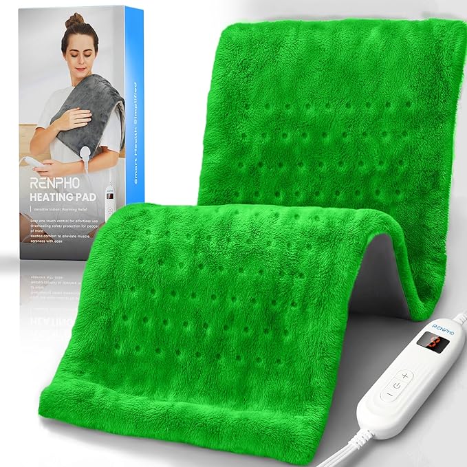 RENPHO Heating pad for Back Pain, Heating Pad for Neck and Shoulder and Back with Auto Shut Off, Mothers Day Gifts for Mom Wife, FSA Eligible, ETL Certified, 12"x24", Green