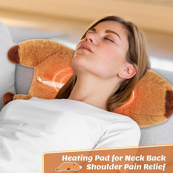 2lb Capybara Plush Stuffed Animals Microwavable Heating Pad-19'' Capybara Heating Pads for Cramps &Period Pain Relief for Women,Heatable & Coolable Stuffed Animals Bedtime Birthday Gift for Women Kids