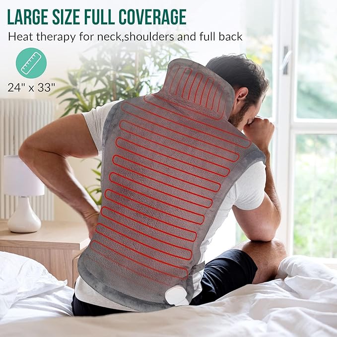 Snailax Heating Pad for Neck and Shoulders and Back, Large Heating Pad for Neck and Shoulders, Electric Heated Wrap, 6 Heat Settings & Auto Shut Off, Washable,Gifts