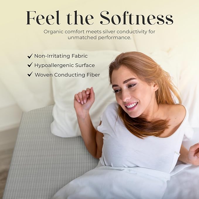 Grounding Sheets Queen, 95% Organic Cotton + 5% Pure Silver Fiber, Bed Grounding Sheets for Healthy Sleep Therapy, Grounded Sheets with Grounded Cord Kit [60"x 80"x 16" Gray] (Queen)