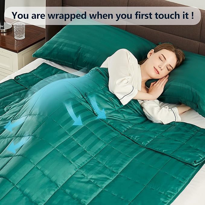 Weighted Blanket Queen Size (60"x80" 15lbs),Ultra Soft and Cozy Cooling Weighted Blanket Queen Size for Adult,Heavy Blanket with Machine Washable Soft Blanket, Green