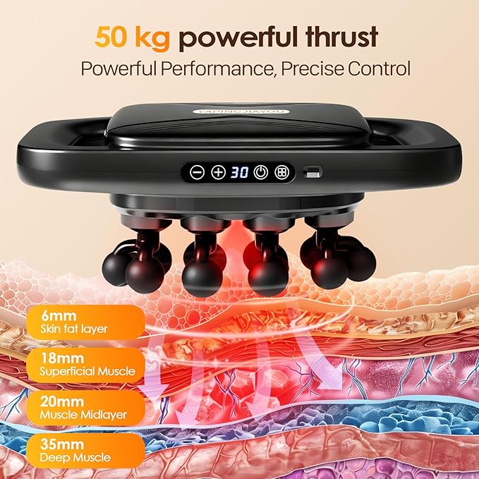 20-Head Massage Gun Set, Deep Tissue Percussion Massager with 3 Modes & 30 Intensities, Muscle Massager Pain Relief Portable Massage Gun for Back/Legs/Waists (Black, 20-Head)