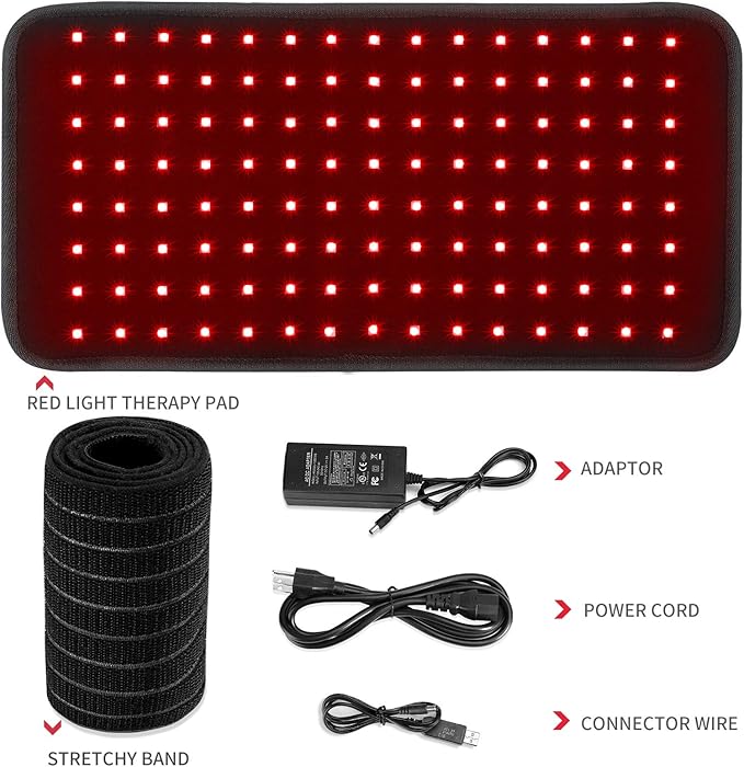 25W 660nm LED Red Light and 850nm Near Infrared Light Therapy Devices Large Pads Wearable Wrap for Body Pain Relief