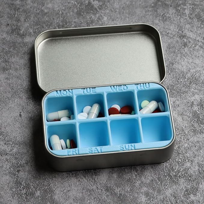 PIAOLGYI Insert for Altoid Tin,7 Day Weekly Pill Organizer,Organizer Insert Tin Pill Storage Insert for Altoid(Blue)