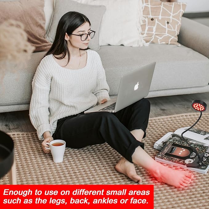 GREENIC Led Red Light Therapy Lamp, 660nm 850nm Small Portable USB Near Infrared Light Device at Home with Gooseneck and Clamp for Face, Body, Neck, Skin, Feet, Knee, Hands, Back, Shoulder, Legs