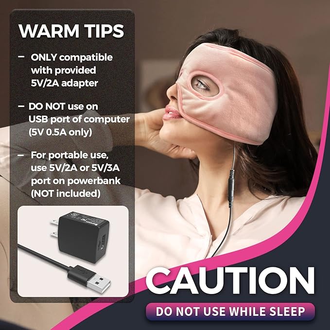 Moist Heat Sinus Pressure Relief Mask with 3 Heat Settings, Extra Large Face Heating Pad for Eyes, Sinusitis, Hormone Migraine, Tension Headache Relief