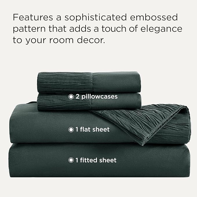 Bedsure California King Sheet Sets - 4 Pieces Soft Cal King Sheets - Breathable & Cooling - Hotel Luxury - Easy Care Polyester Microfiber Bedding for Women, Men, Forest Green