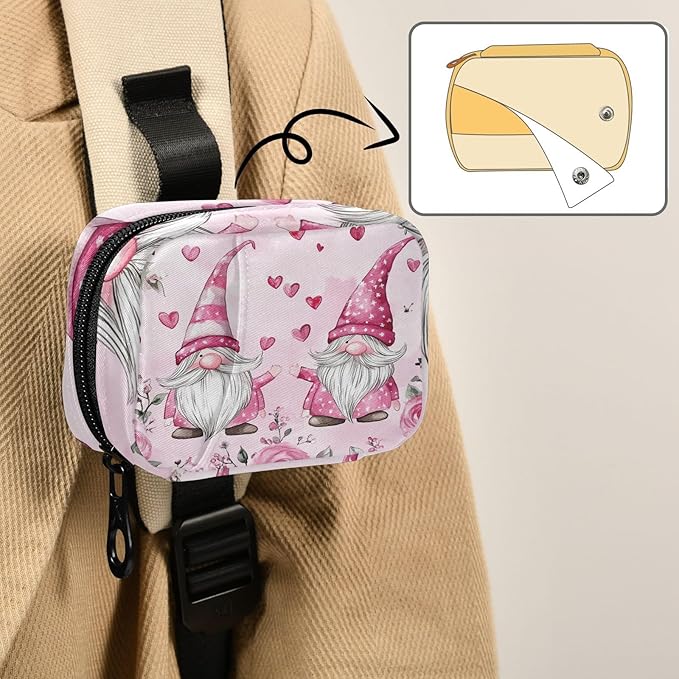 Travel Pill Case Gnomes with Roses Flowers Weekly Small Pill Box 7 Day Pill Box Pill Organizer Bag