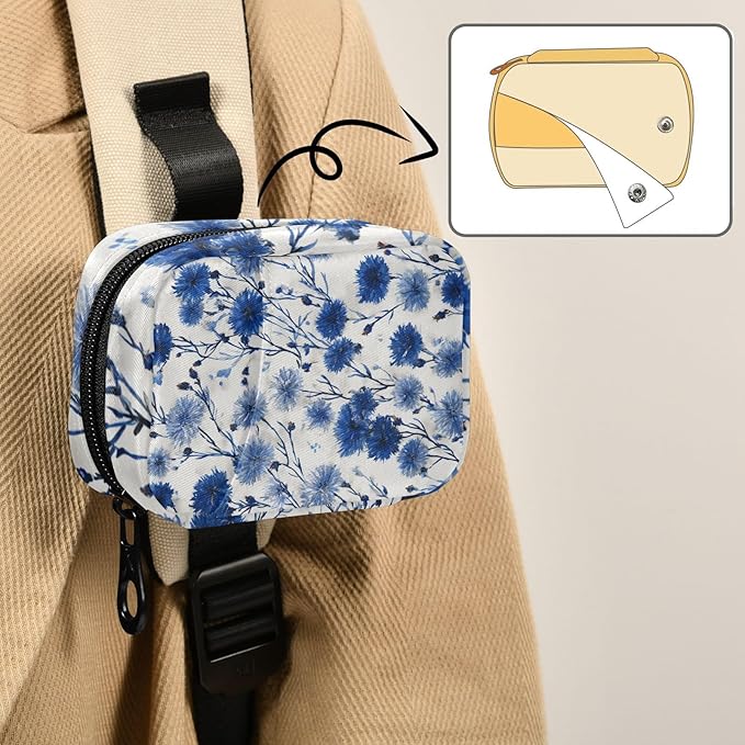 Chinoiserie Cornflowers Blue Travel Pill Organizer Case Box Container Weekly Portable Vitamin Medicine Holder Storage Bag with Zipper Removable