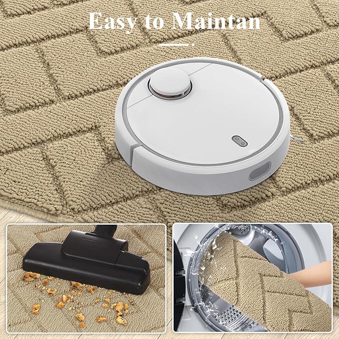 hicorfe Kitchen Rugs and Mats Sets,Super Absorbent Polypropylene Non-Slip Rug,Soft Comfort Floor Mat,Washable for Kitchen,Hallway,Office,Sink,Laundry(24" x 35",Brown)