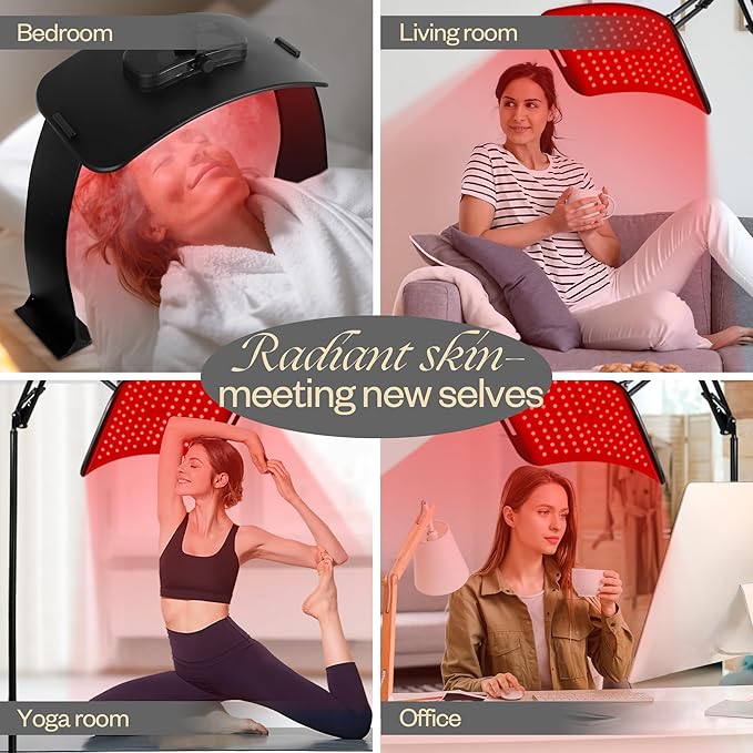 Red Light Therapy for Face and Body, Infrared Red Light Therapy Lamp with Stand, Atomization Function, 660nm Red Light & 850nm Infrared LED Light Therapy Device for Full Body Skin Care