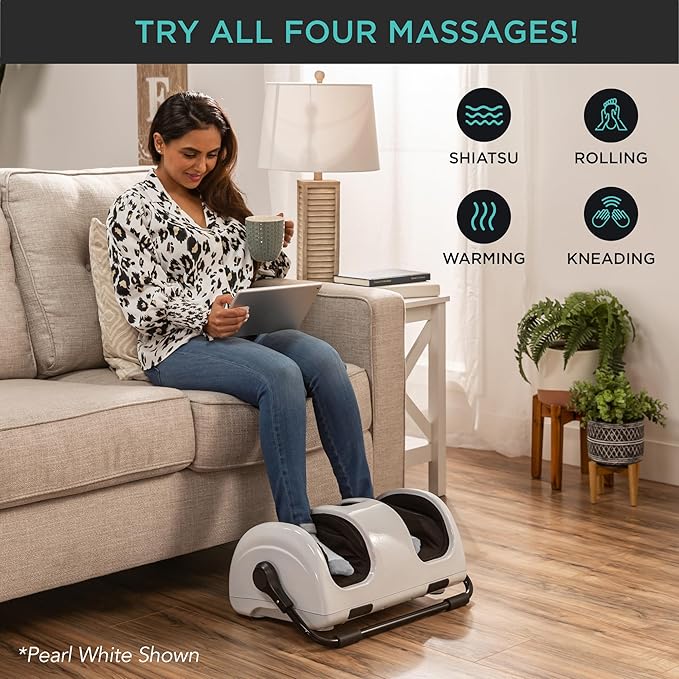 Best Choice Products Heated Shiatsu Foot Massager for Pain Relief, Plantar Fasciitis, Neuropathy, Blood Circulation w/Compact Design - Gold