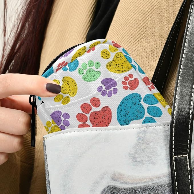 Watercolor Dog Paw Travel Pill Case Portable Weekly Pill Box Bag Container 7 Days Pill Organizer Vitamin Supplement Holder with Zipper for Family Business