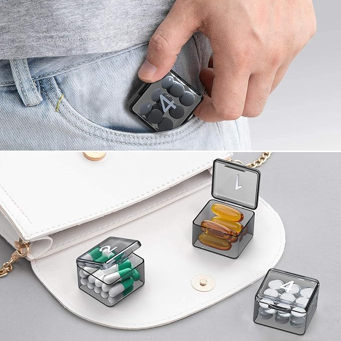 Monthly Pill Organizer Once a Day - 30 Day Pill Organizer Box - Easy to Open - Large Compartments Portable Case for Travel, Month Pill Cases Medicine Organizer for Vitamin (Black)