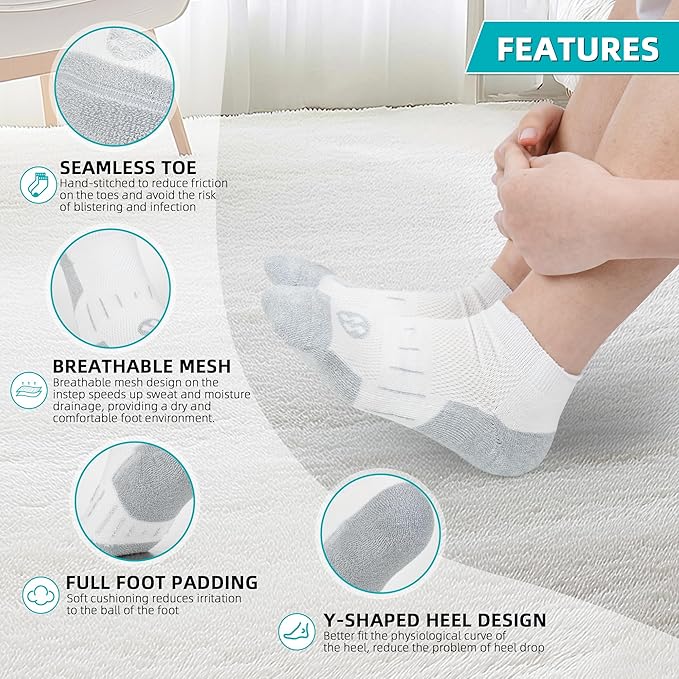 Diabetic Socks for Men,4 & 6 Pairs Low Cut Bamboo Viscose Wide Mens Diabetic Socks Size 9-11 10-13