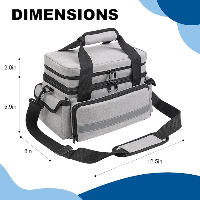 Medicine Organizer with Adjustable Divider, Double-Layer Medicine Bottle Organizer Storage, Portable Home Health First Aid Bag, Medicine Organizer Box for Emergency Medications (Bag Only)