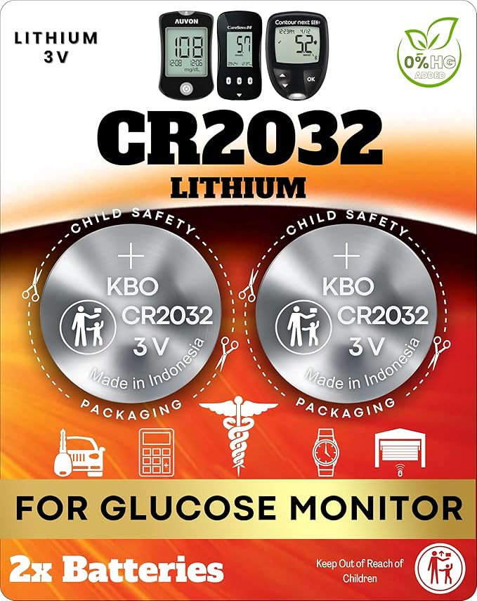 Glucose Monitor Battery Replacement Kit (2-Pack) CR2032 - Baterias para Glucometro - Compatible with Most Brands