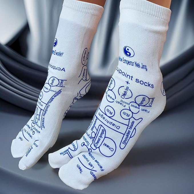 Reflexology Socks with Acupressure Massage Tools for Men and Women | Foot Pain Relief, Home Massage Therapy, Unisex Gift Idea Set of 4 (Black, Middle(7-8))