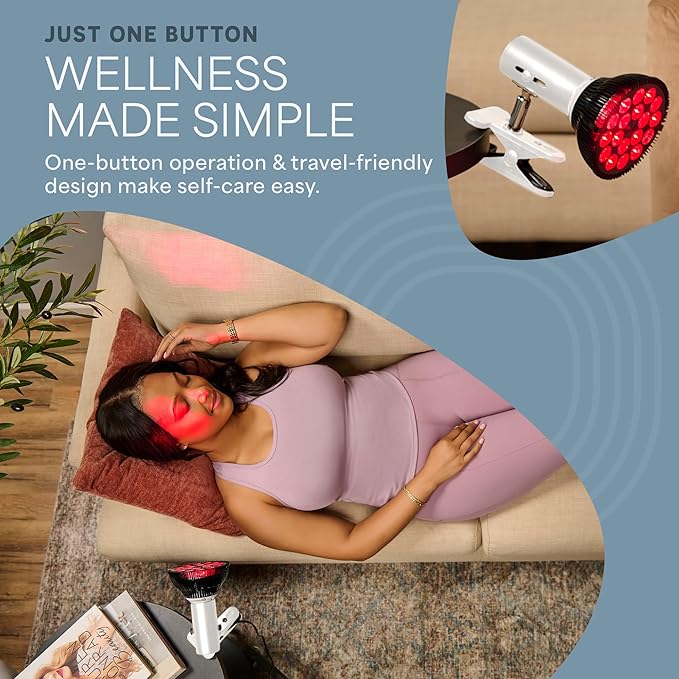 LifePro Red Light Therapy Lamp - Infraglow Infrared Red Light Therapy Bulb with 660nm and 850 nm Wavelength -18 LEDs & Clip-On Lamp - at Home Infrared Bulb for Daily Wellness and Relaxation