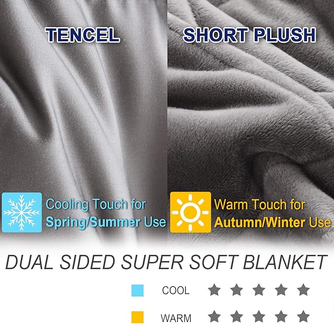 Reversible Weighted Blanket King Size 25lbs(88''x104'', All Season Use), Warm Short Plush and Cool Tencel Fabric Double-Sided Weighted Blanket California King Size for Couples - Carry Bag Included