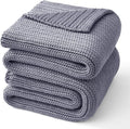 Guohaoi Knitted Weighted Blanket for Adults (Light Grey 60"x80" 20lbs) No Beads Cooling Throw Blanket for Hot Sleepers, Home Decor Breathable Chunky Knit Heavy Blanket Use on Queen/King Size Bed