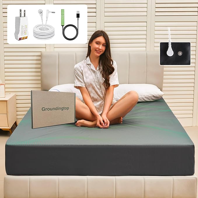 Earth Grounding Sheets Queen Deep Pocket 10% Silver Fiber+90% Organic Cotton, Fitted Earth Grounded Bed Sheets Bed Grounding Kit Fitted Grounding Sheet for Improved Sleep (Gray, Queen - 60"x80"x16")