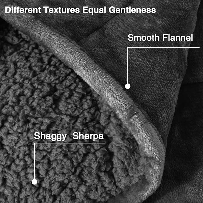 Aemicion Sherpa Fluffy Weighted Blanket for Adults, Washable Plush Weighted Blanket,15lbs 48x72in Weighted Cozy Blanket as Gifts for Women Man-Dark Grey