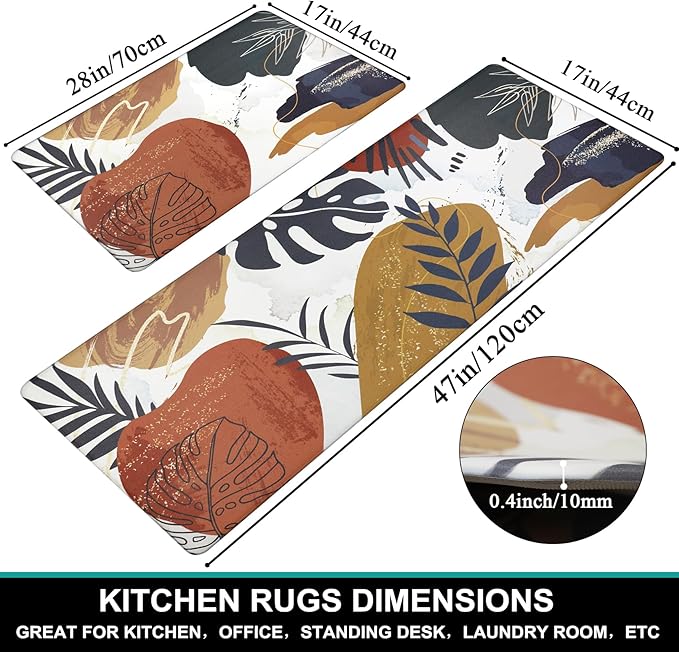 Homcomoda Boho Kitchen Rugs Set of 2 Non Skid Kitchen Mats for Floor Cushioned Anti Fatigue Kitchen Floor Mats Waterproof Comfort Mats for Standing Sink Laundry